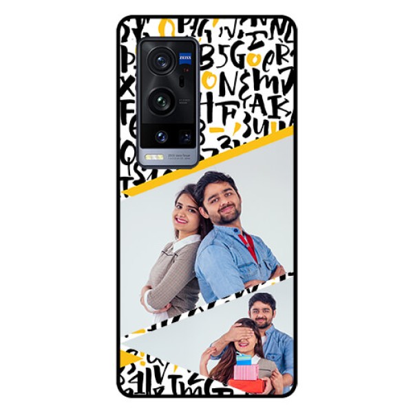 Vivo X60 Pro Plus 5G Custom Glass Mobile Case - Letters Pattern Design