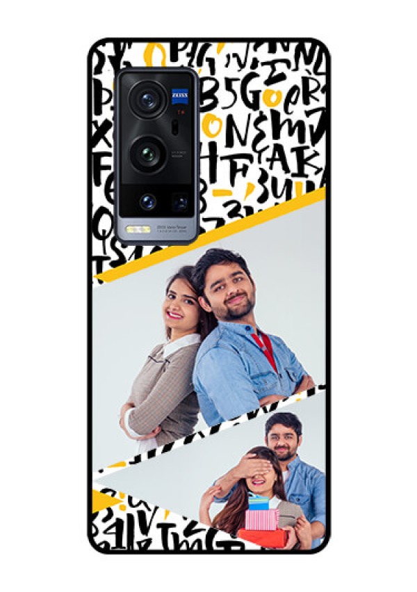 Vivo X60 Pro Plus 5G Custom Glass Mobile Case - Letters Pattern Design