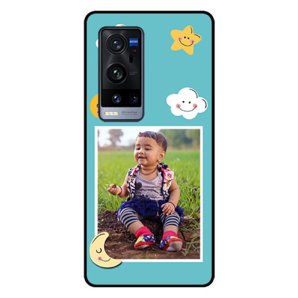 Vivo X60 Pro Plus 5G Personalized Glass Phone Case - Smiley Kids Stars Design