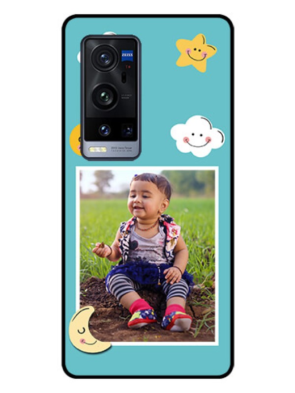 Custom Vivo X60 Pro Plus 5G Personalized Glass Phone Case - Smiley Kids Stars Design