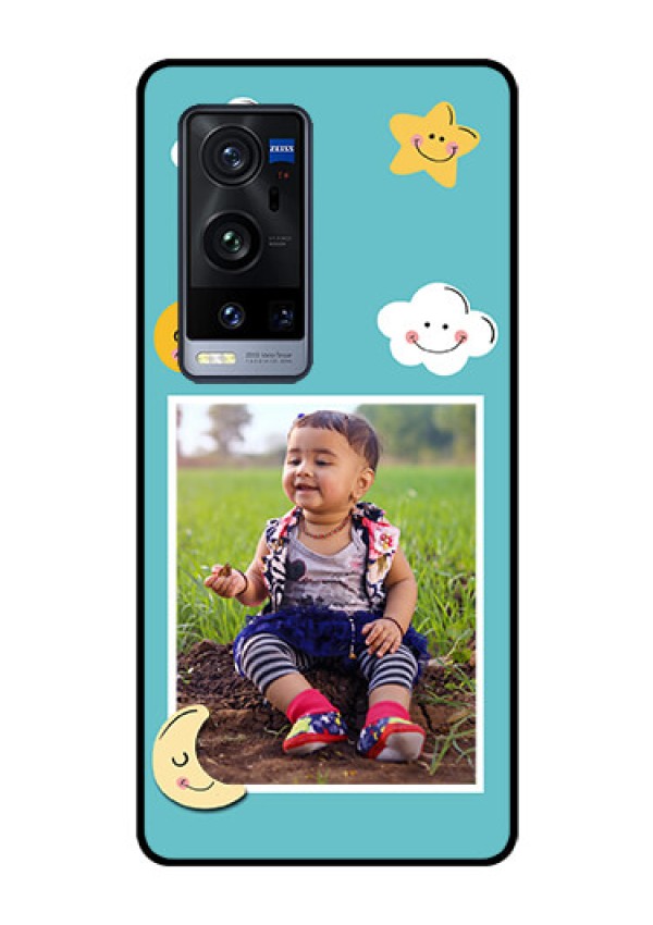 Vivo X60 Pro Plus 5G Personalized Glass Phone Case - Smiley Kids Stars Design