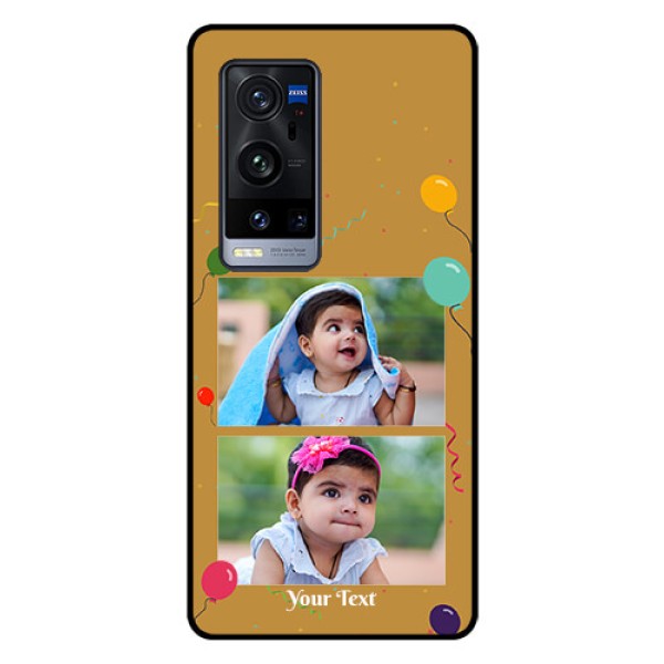 Vivo X60 Pro Plus 5G Personalized Glass Phone Case - Image Holder with Birthday Celebrations Design