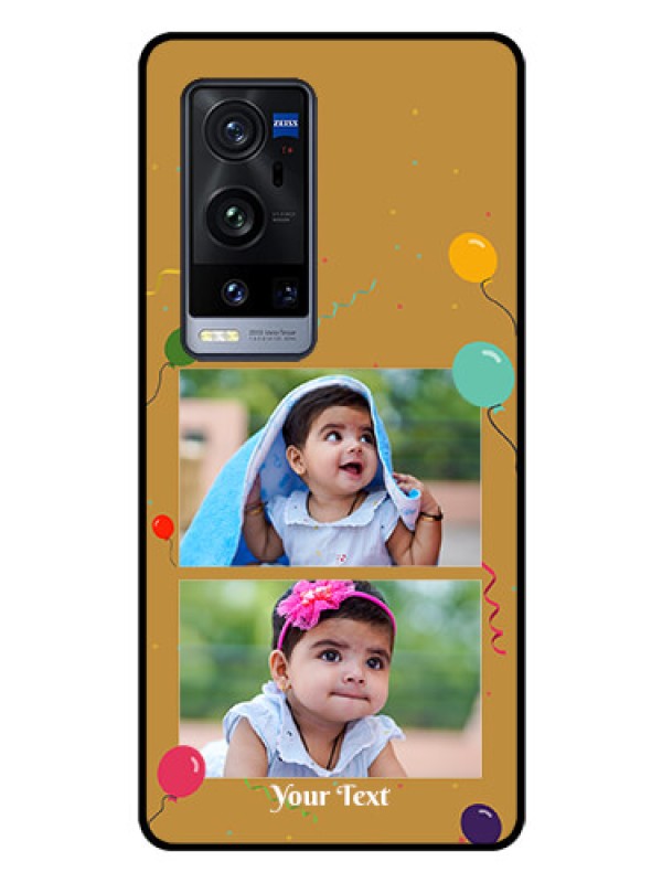 Custom Vivo X60 Pro Plus 5G Personalized Glass Phone Case - Image Holder with Birthday Celebrations Design