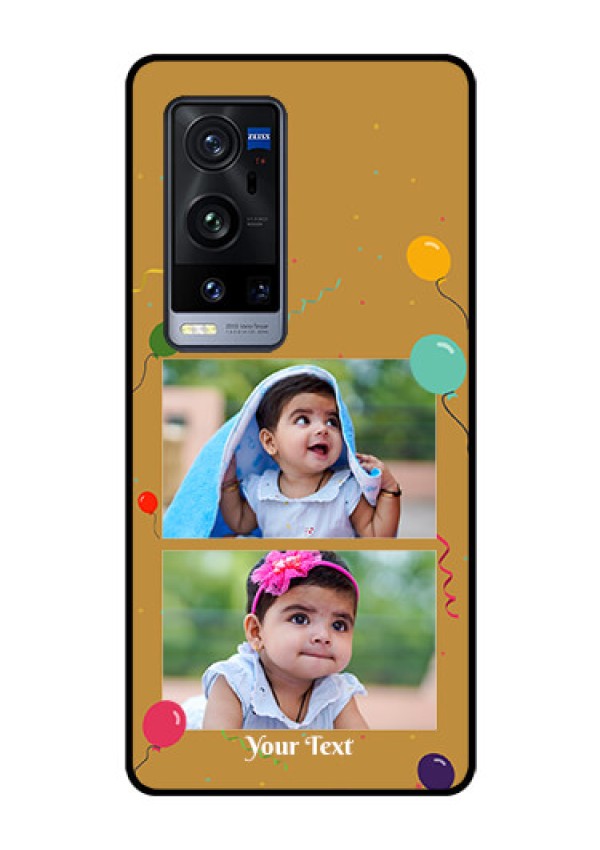 Vivo X60 Pro Plus 5G Personalized Glass Phone Case - Image Holder with Birthday Celebrations Design