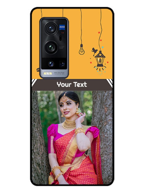 Custom Vivo X60 Pro Plus 5G Custom Glass Mobile Case - with Family Picture and Icons 