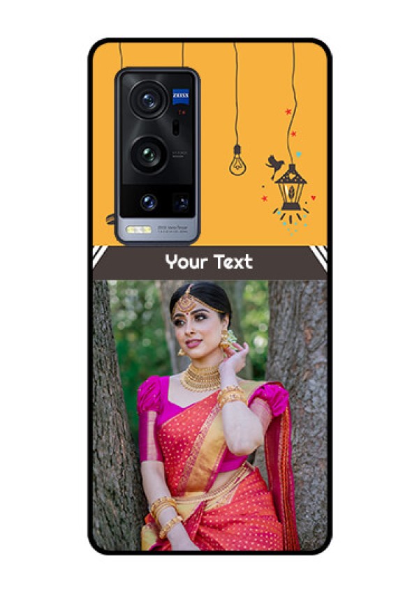 Vivo X60 Pro Plus 5G Custom Glass Mobile Case - with Family Picture and Icons 