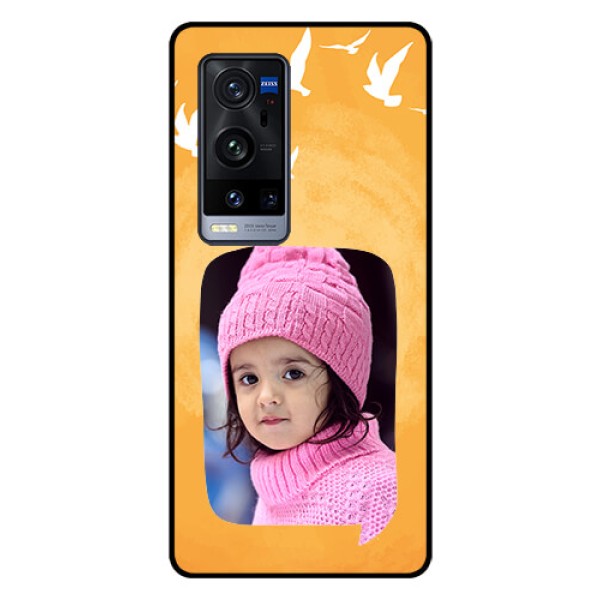 Vivo X60 Pro Plus 5G Personalized Glass Phone Case - Water Color Design with Bird Icons Vivo X60 Pro Plus 5G Personalized Glass Phone Case - Water Color Design with Bird Icons