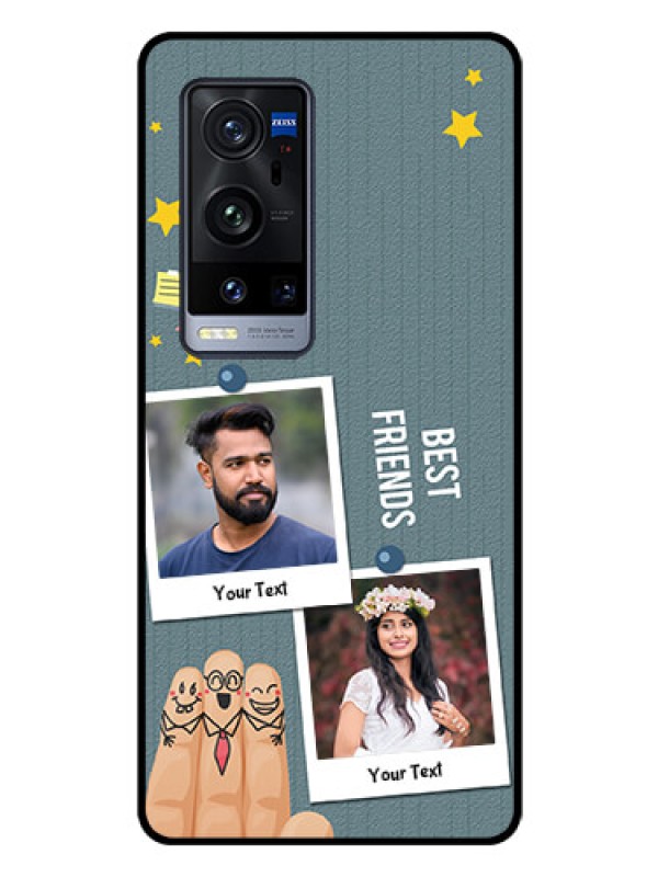Custom Vivo X60 Pro Plus 5G Personalized Glass Phone Case - Sticky Frames and Friendship Design