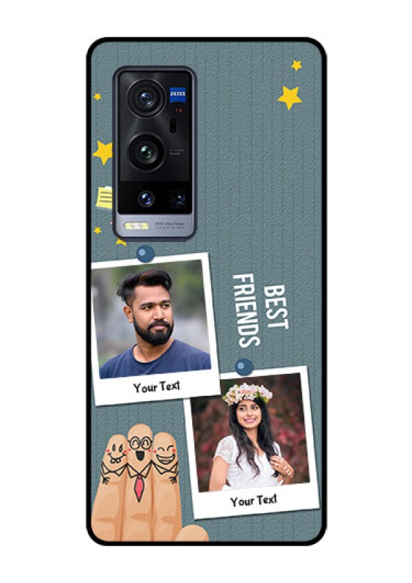 Vivo X60 Pro Plus 5G Personalized Glass Phone Case - Sticky Frames and Friendship Design