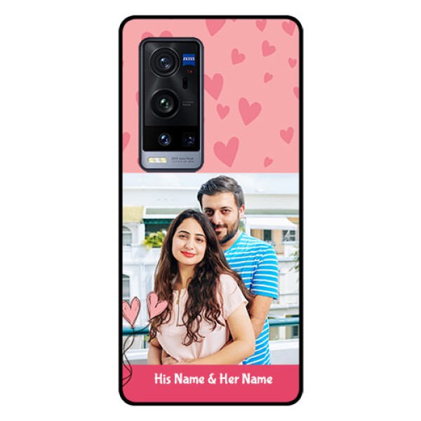 Vivo X60 Pro Plus 5G Personalized Glass Phone Case - Love Design Peach Color