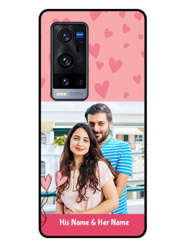 Custom Vivo X60 Pro Plus 5G Personalized Glass Phone Case - Love Design Peach Color