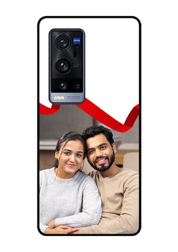 Vivo X60 Pro Plus 5G Photo Printing on Glass Case - Red Ribbon Frame Design