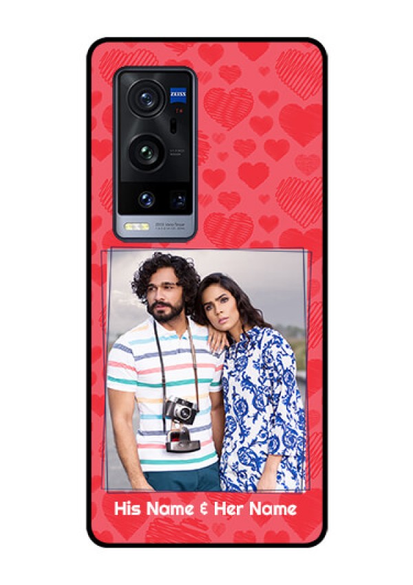Vivo X60 Pro Plus 5G Photo Printing on Glass Case - with Red Heart Symbols Design