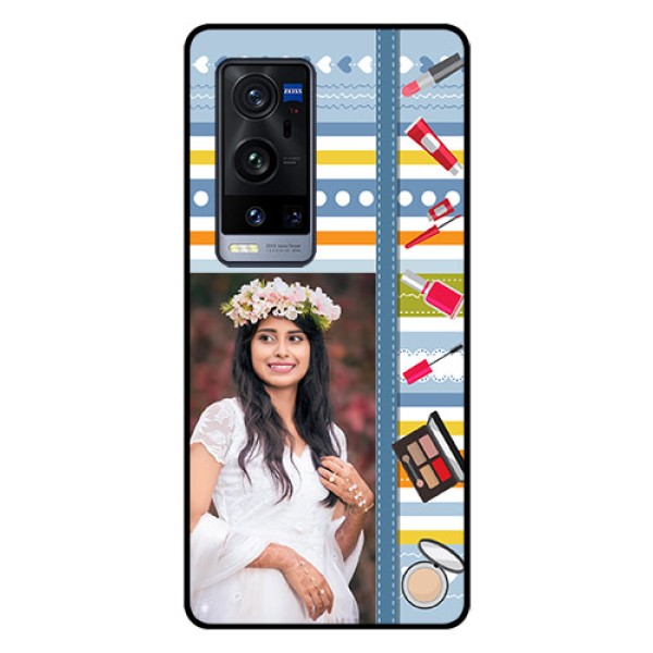 Vivo X60 Pro Plus 5G Personalized Glass Phone Case - Makeup Icons Design