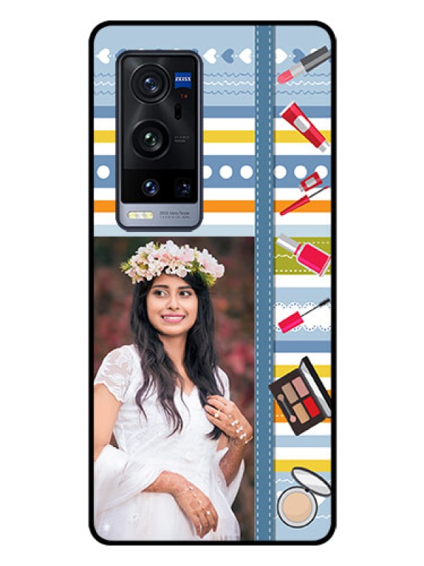 Custom Vivo X60 Pro Plus 5G Personalized Glass Phone Case - Makeup Icons Design