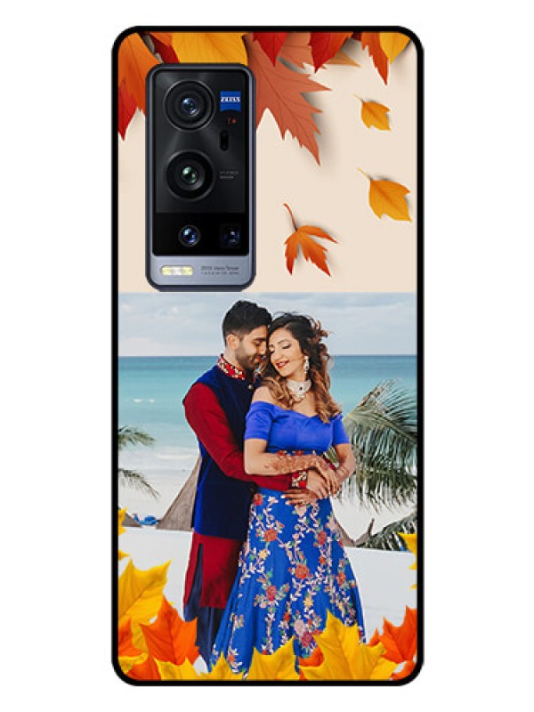 Custom Vivo X60 Pro Plus 5G Photo Printing on Glass Case - Autumn Maple Leaves Design