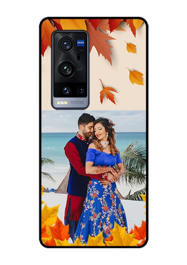 Vivo X60 Pro Plus 5G Photo Printing on Glass Case - Autumn Maple Leaves Design