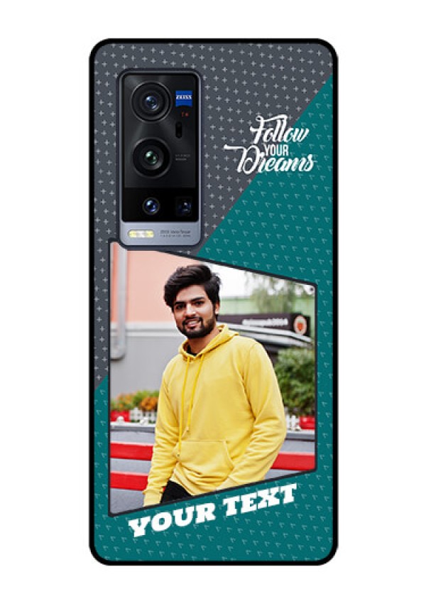 Vivo X60 Pro Plus 5G Personalized Glass Phone Case - Background Pattern Design with Quote