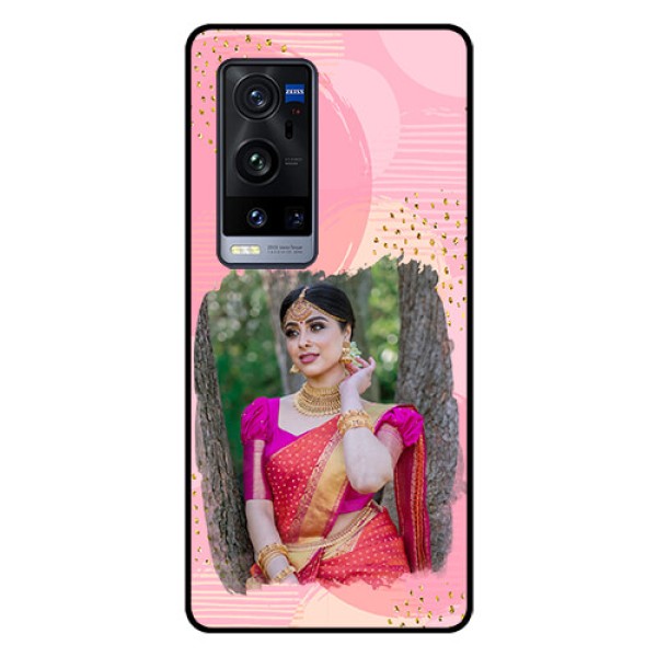 Vivo X60 Pro Plus 5G Personalized Glass Phone Case - Gold Glitter Splash Design