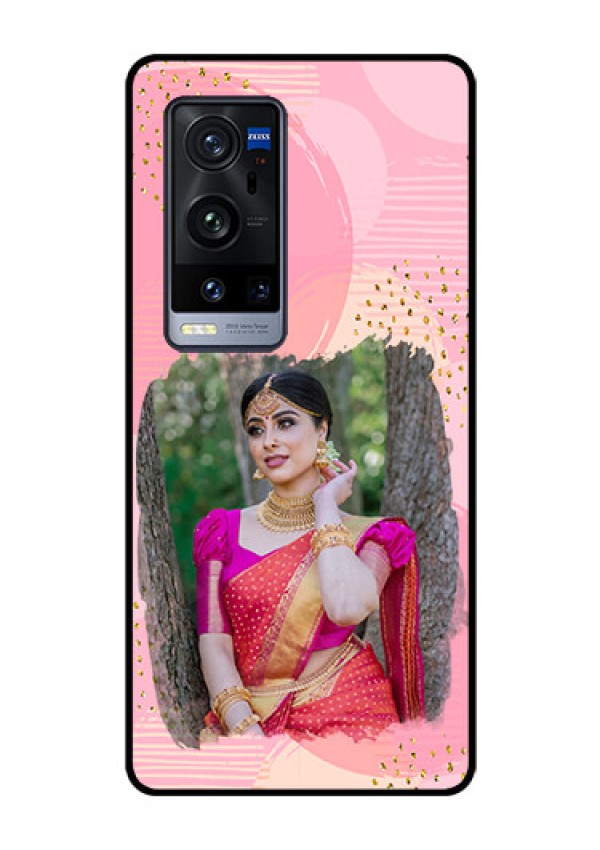 Vivo X60 Pro Plus 5G Personalized Glass Phone Case - Gold Glitter Splash Design