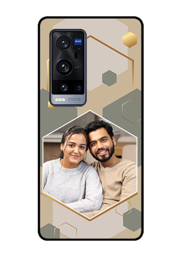 Vivo X60 Pro Plus 5G Photo Printing on Glass Case - Stylish Hexagon Pattern Design