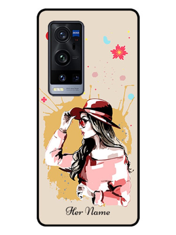Custom Vivo X60 Pro Plus 5G Photo Printing on Glass Case - Women with pink hat Design