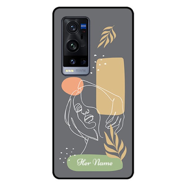 Vivo X60 Pro Plus 5G Custom Glass Phone Case - Gazing Woman line art Design
