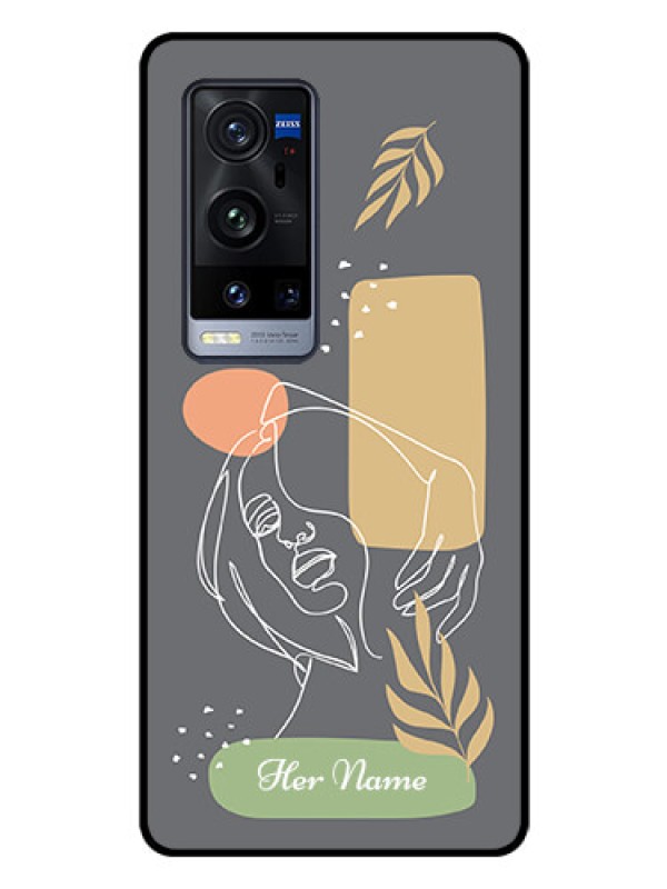 Custom Vivo X60 Pro Plus 5G Custom Glass Phone Case - Gazing Woman line art Design