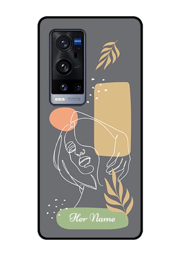 Vivo X60 Pro Plus 5G Custom Glass Phone Case - Gazing Woman line art Design