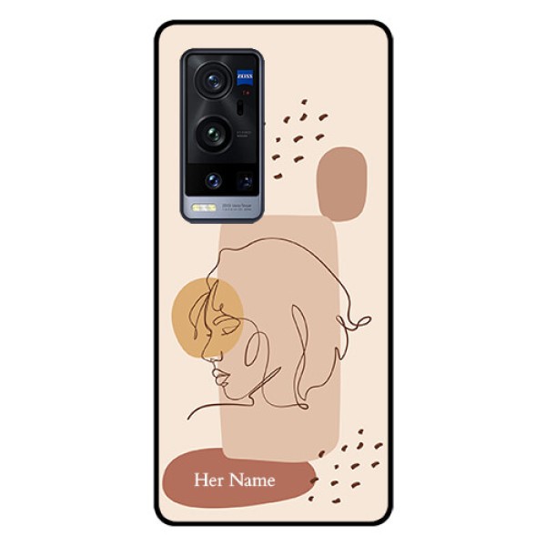 Vivo X60 Pro Plus 5G Photo Printing on Glass Case - Calm Woman line art Design