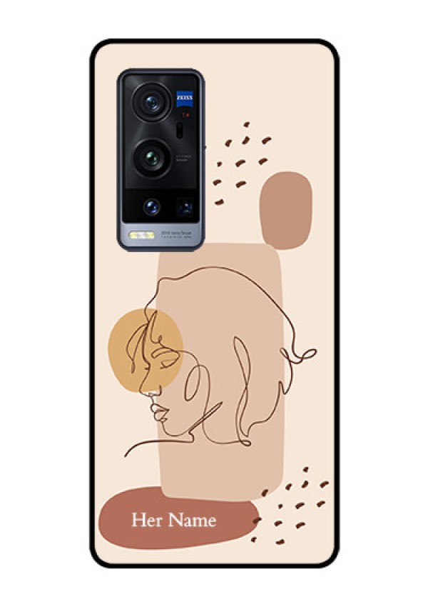 Vivo X60 Pro Plus 5G Photo Printing on Glass Case - Calm Woman line art Design