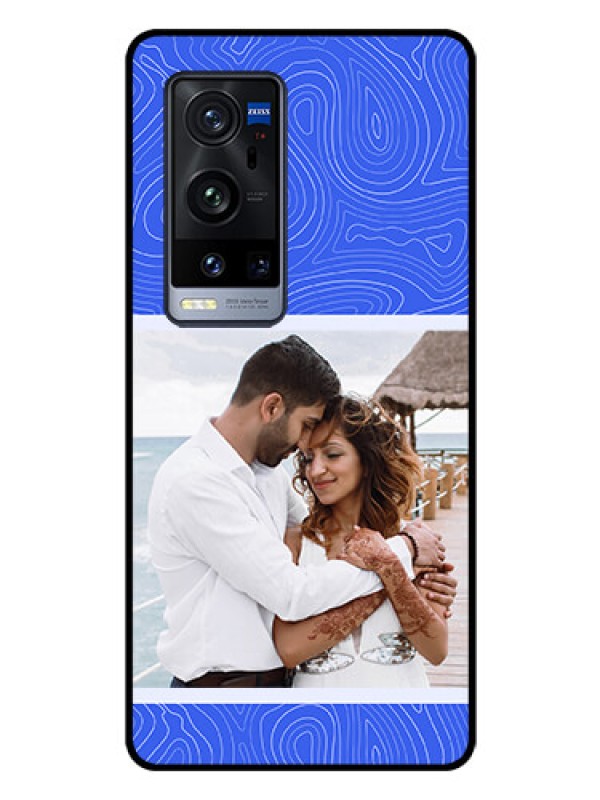 Custom Vivo X60 Pro Plus 5G Custom Glass Mobile Case - Curved line art with blue and white Design