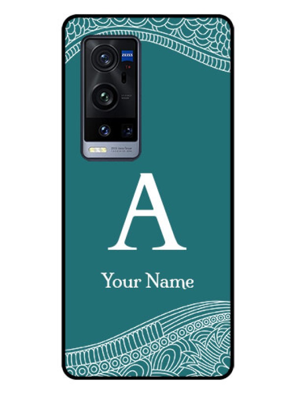 Custom Vivo X60 Pro Plus 5G Personalized Glass Phone Case - line art pattern with custom name Design
