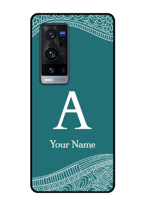 Vivo X60 Pro Plus 5G Personalized Glass Phone Case - line art pattern with custom name Design