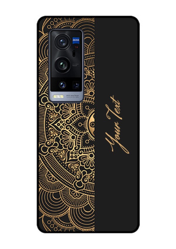 Vivo X60 Pro Plus 5G Photo Printing on Glass Case - Mandala art with custom text Design
