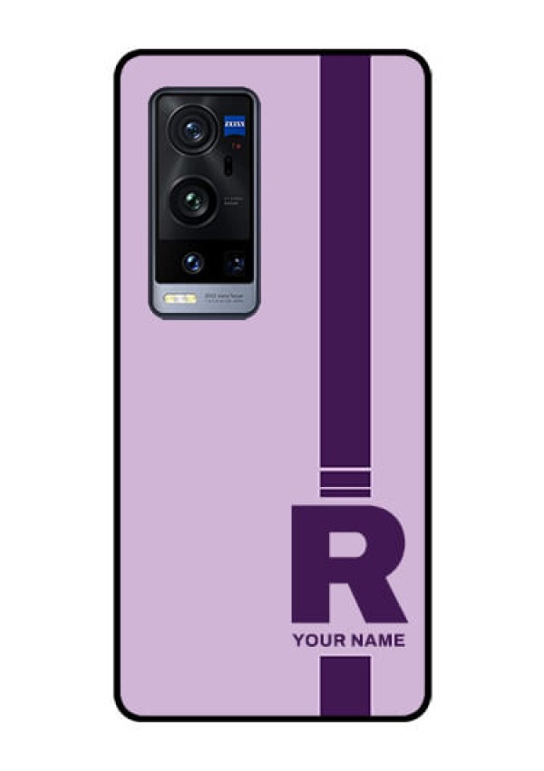 Vivo X60 Pro Plus 5G Photo Printing on Glass Case - Simple dual tone stripe with name Design