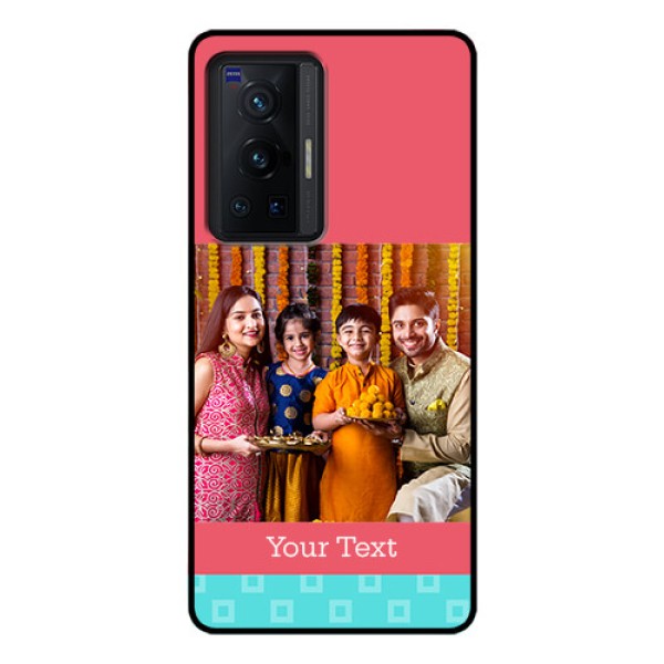 Vivo X70 Pro 5G Personalized Glass Phone Case - Peach & Blue Color Design