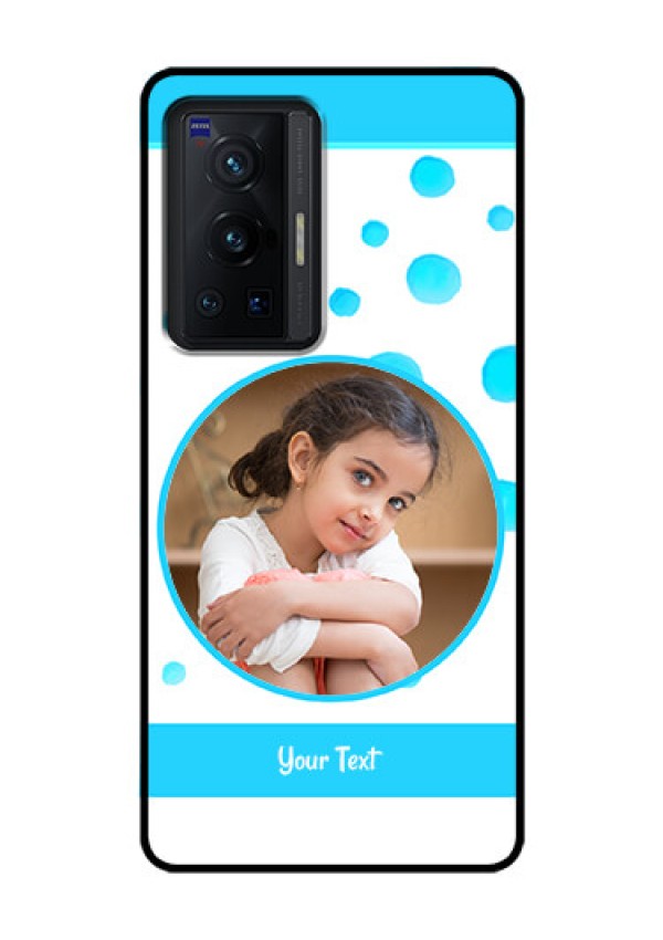 Vivo X70 Pro 5G Photo Printing on Glass Case - Blue Bubbles Pattern Design