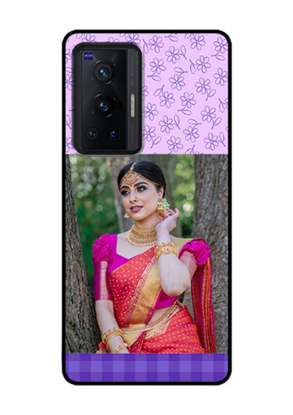 Vivo X70 Pro 5G Custom Glass Phone Case - Purple Floral Design