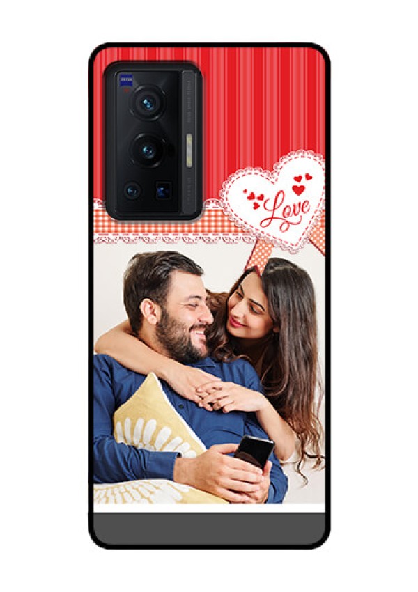 Vivo X70 Pro 5G Custom Glass Mobile Case - Red Love Pattern Design