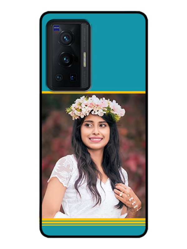 Custom Vivo X70 Pro 5G Custom Glass Phone Case - Yellow & Blue Design