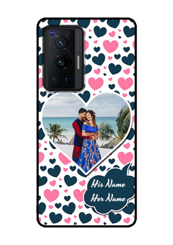 Vivo X70 Pro 5G Custom Glass Phone Case - Pink & Blue Heart Design
