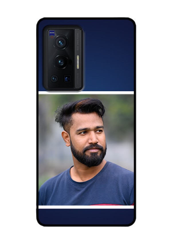 Vivo X70 Pro 5G Personalized Glass Phone Case - Simple Royal Blue Design