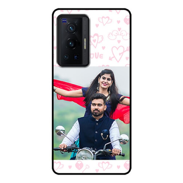 Vivo X70 Pro 5G Custom Glass Mobile Case - Pink Flying Heart Design