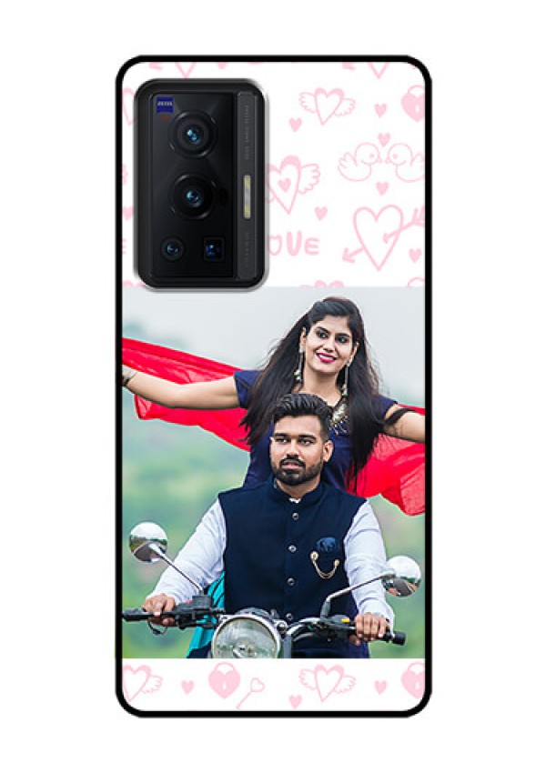 Vivo X70 Pro 5G Custom Glass Mobile Case - Pink Flying Heart Design