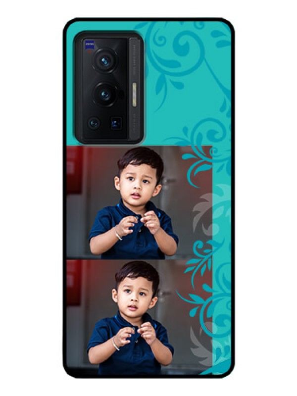 Custom Vivo X70 Pro 5G Personalized Glass Phone Case - with Photo and Green Floral Design