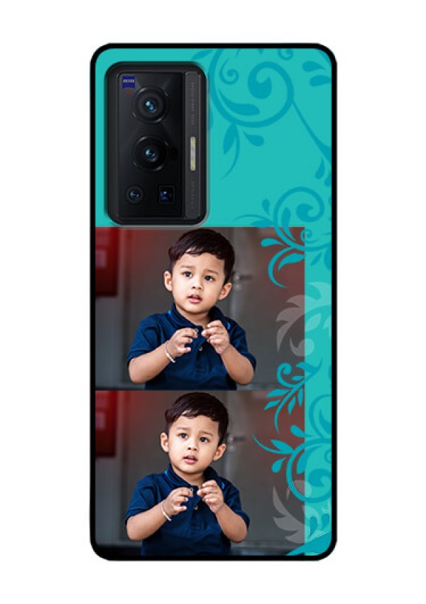 Vivo X70 Pro 5G Personalized Glass Phone Case - with Photo and Green Floral Design