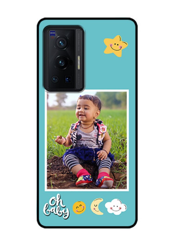 Vivo X70 Pro 5G Personalized Glass Phone Case - Smiley Kids Stars Design