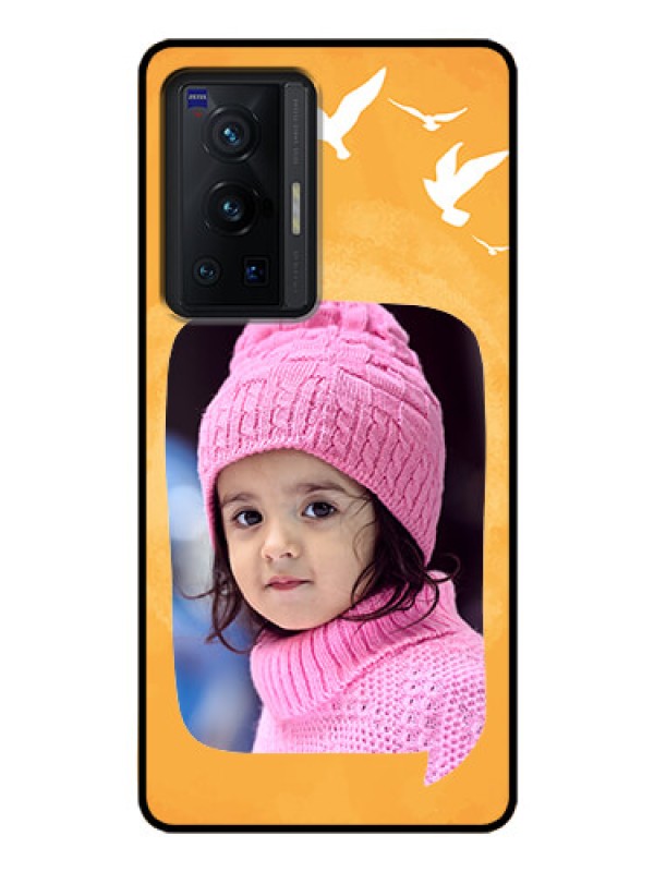Custom Vivo X70 Pro 5G Personalized Glass Phone Case - Water Color Design with Bird Icons