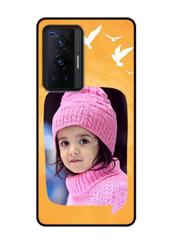 Vivo X70 Pro 5G Personalized Glass Phone Case - Water Color Design with Bird Icons